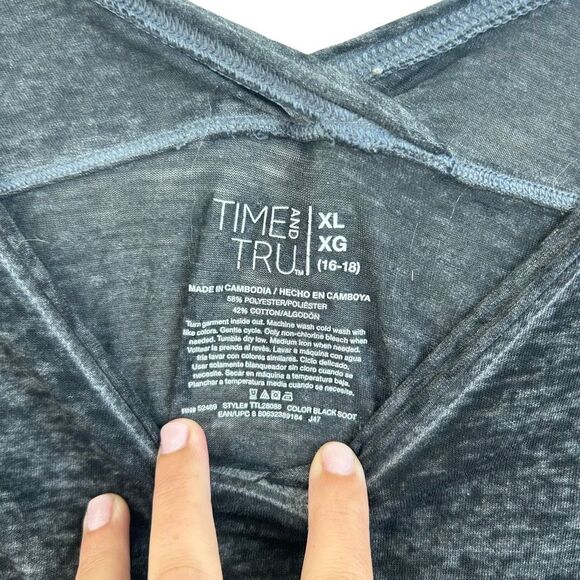 Time And Tru Heather Gray Short Sleeve Tee Shirt Size XL V-neck Lightweight - Picture 4 of 7